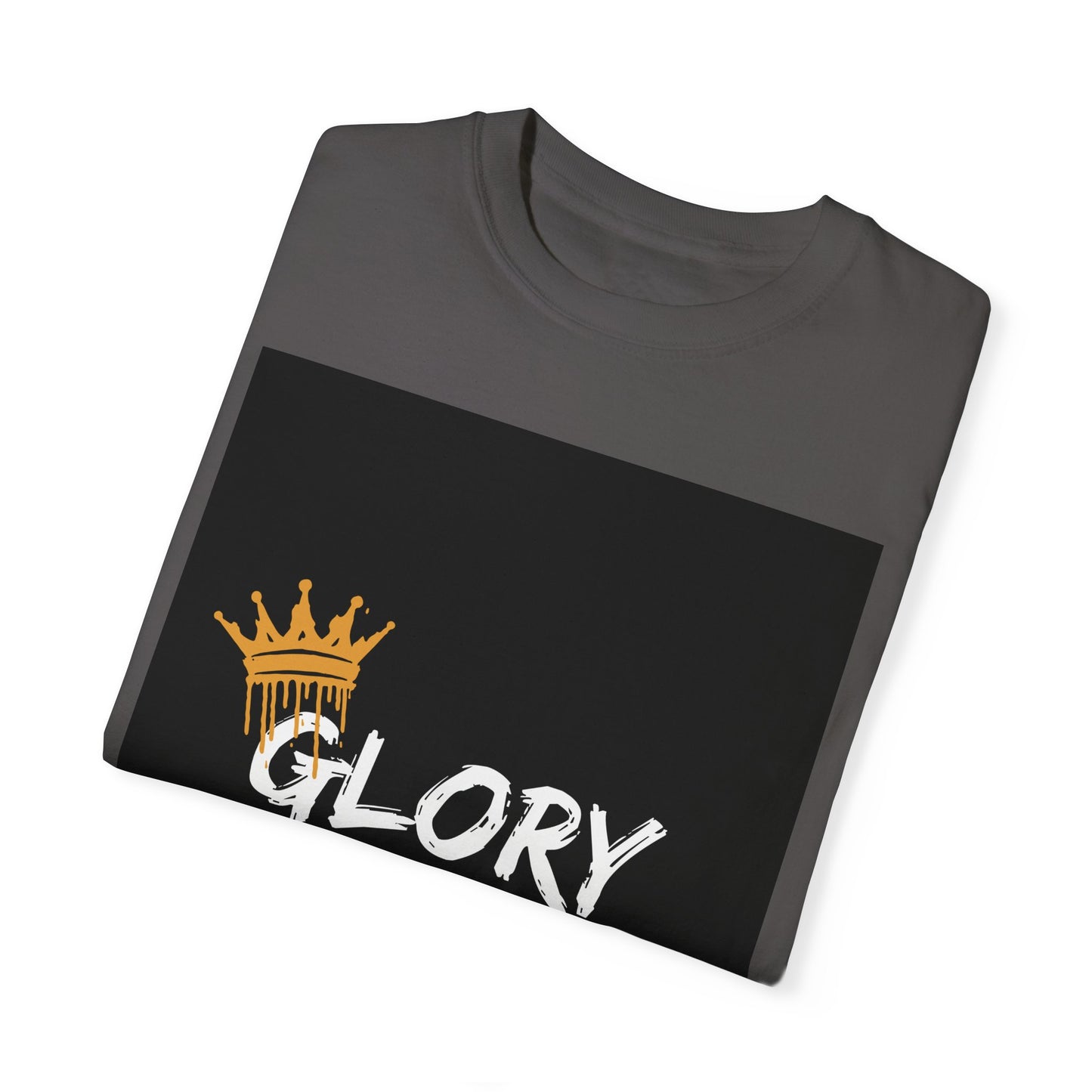 Motivational Garment-Dyed T-Shirt with 'GLORY' Print