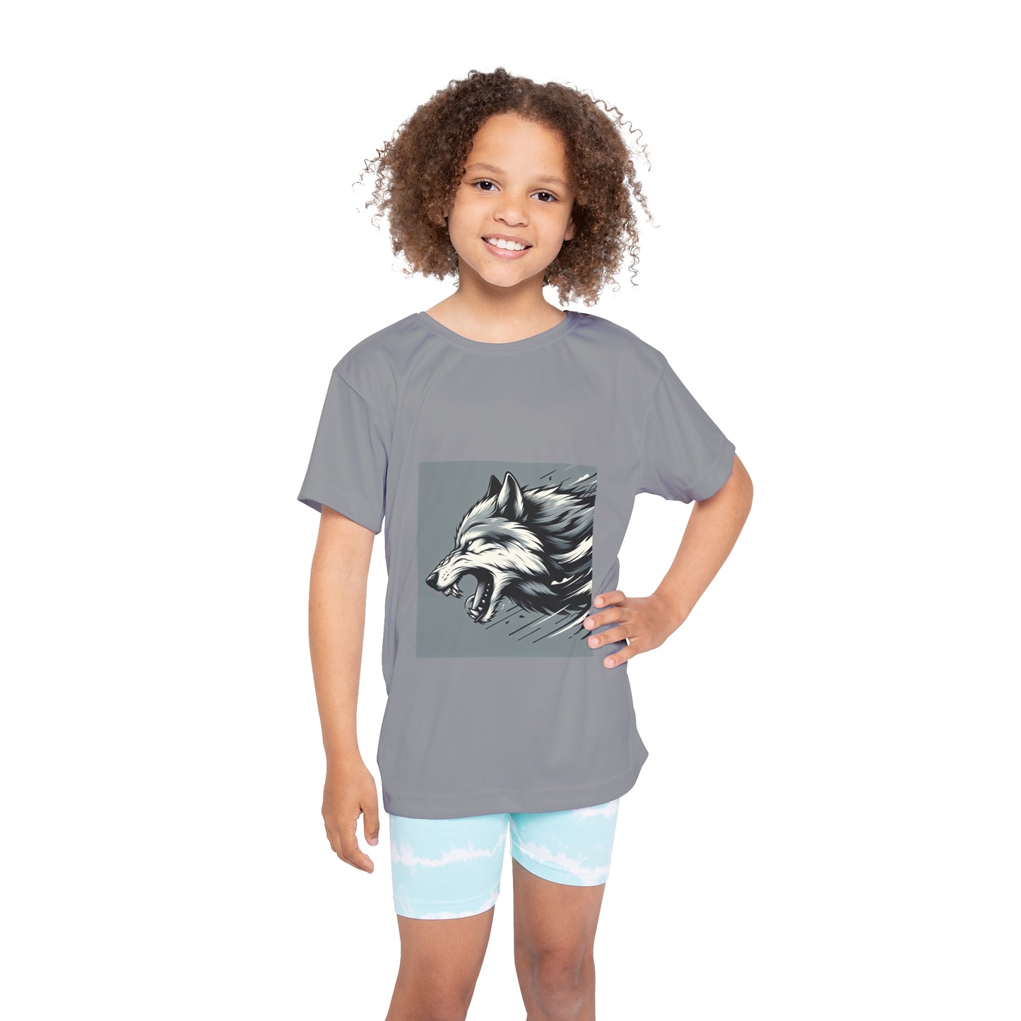 Kids Sports Jersey - Fierce Wolf Design for Active Play