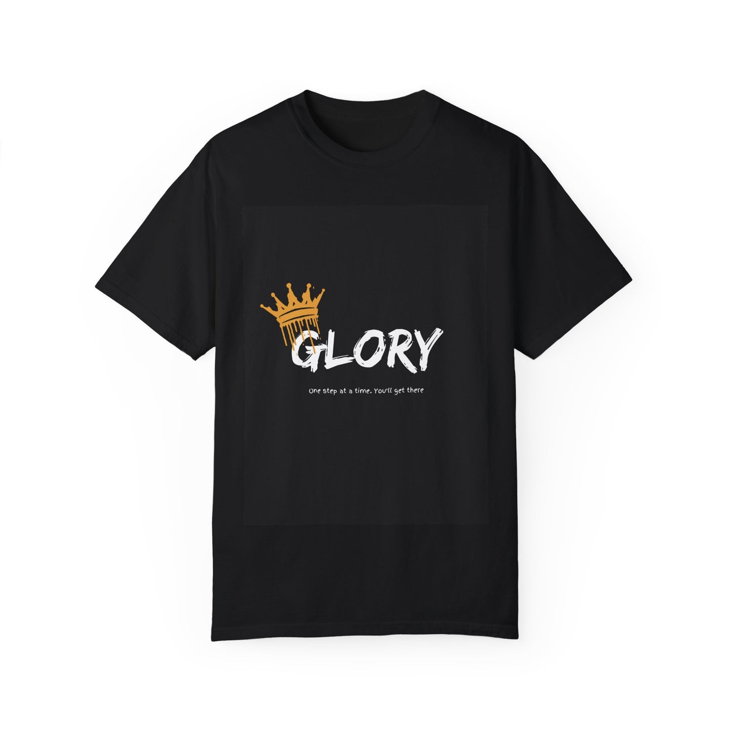 Motivational Garment-Dyed T-Shirt with 'GLORY' Print