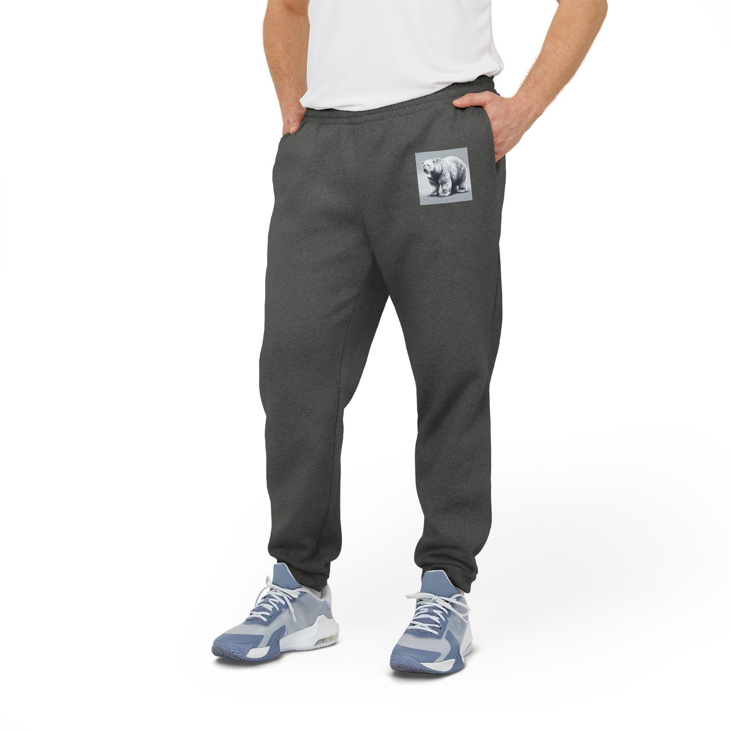 Adidas Unisex Fleece Joggers with Polar Bear Design - Cozy Athletic Pants for Everyday Comfort