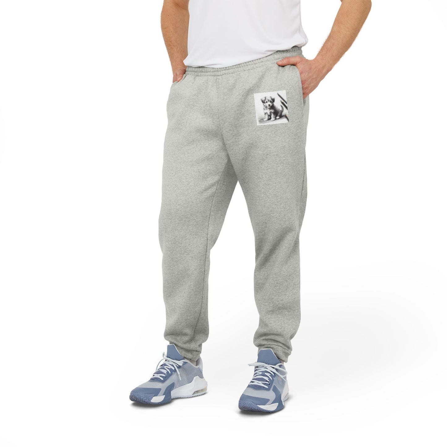 adidas Unisex Fleece Joggers with Dog Print - Cozy Casualwear for Pet Lovers