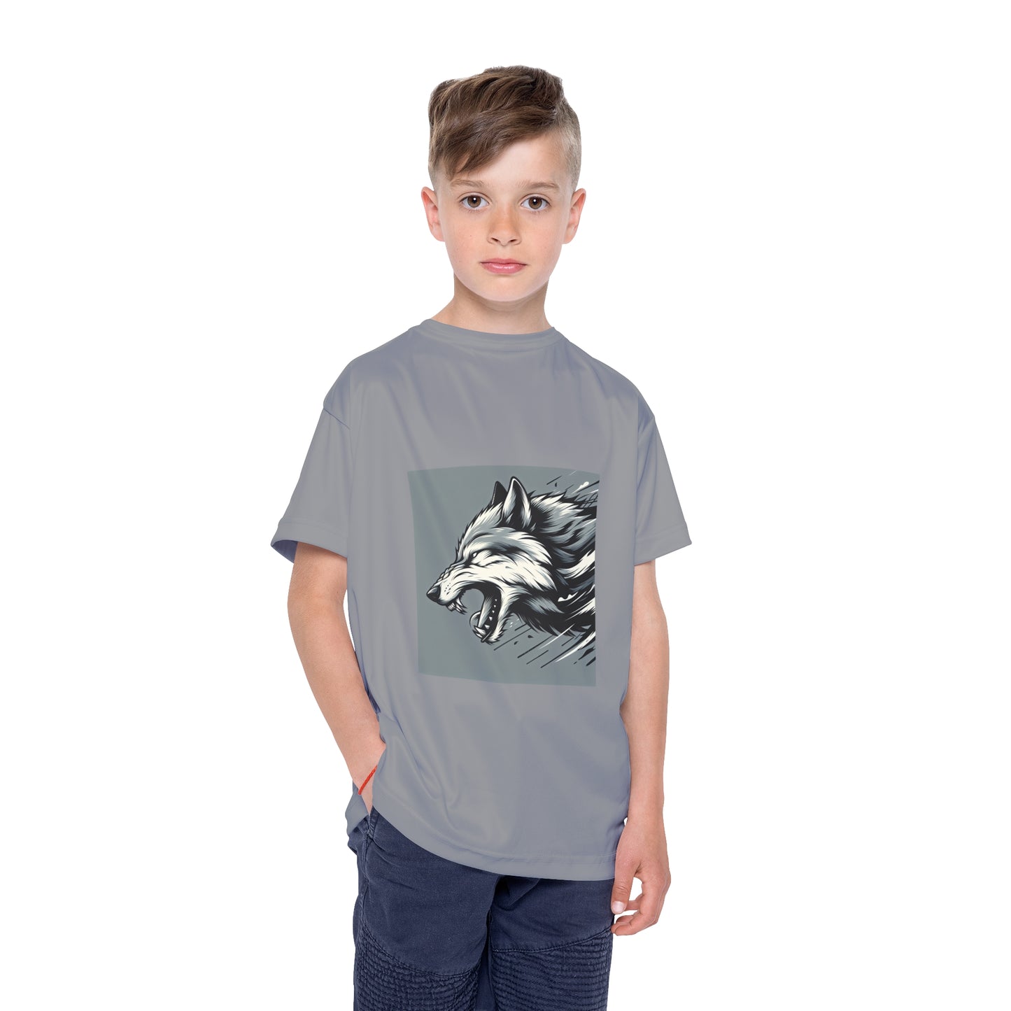 Kids Sports Jersey - Fierce Wolf Design for Active Play