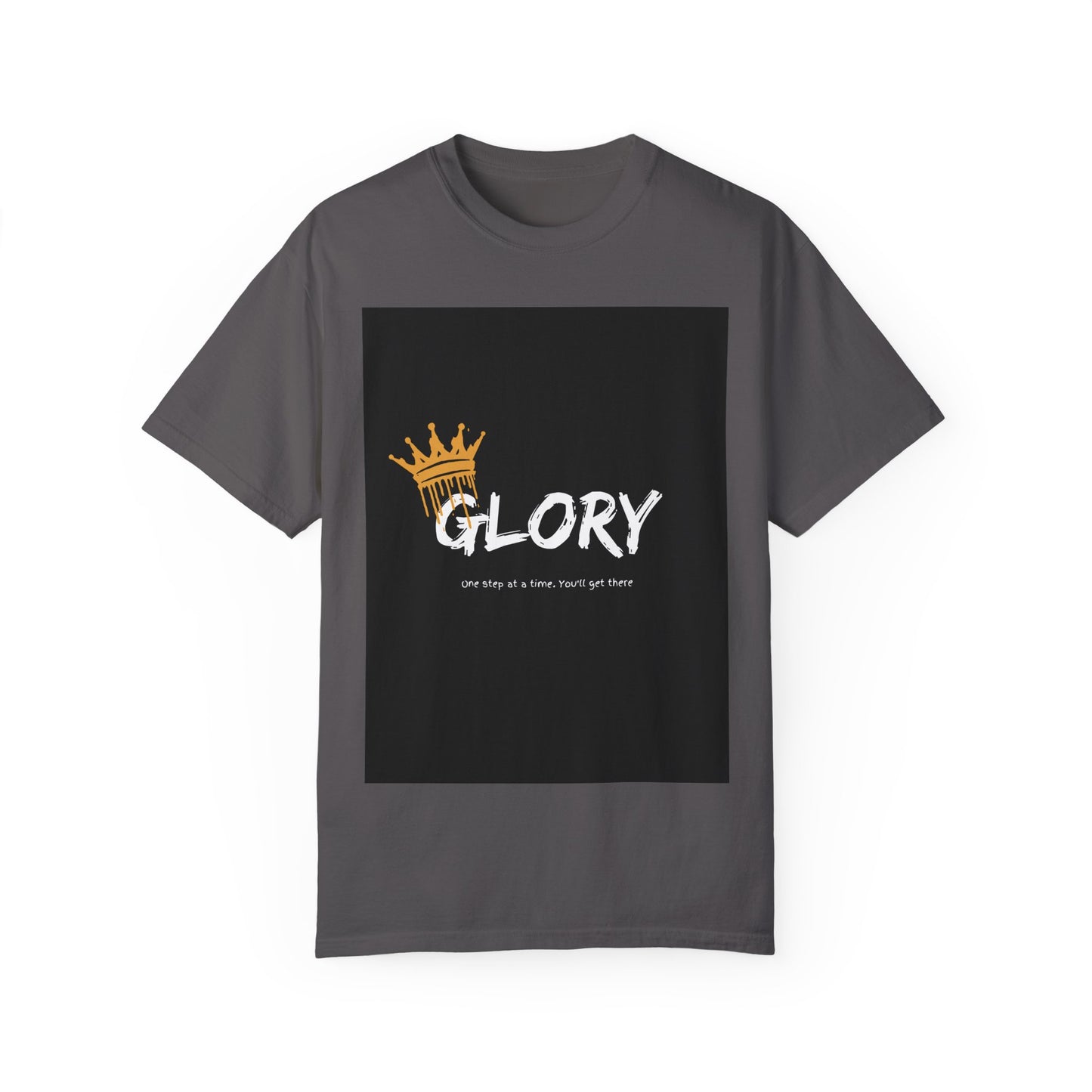 Motivational Garment-Dyed T-Shirt with 'GLORY' Print